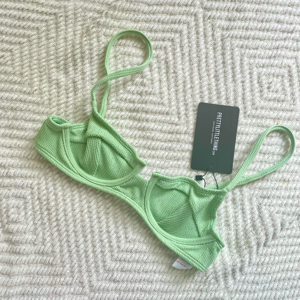 PRETTY LITTLE THING SAGE GREEN BIKINI TOP